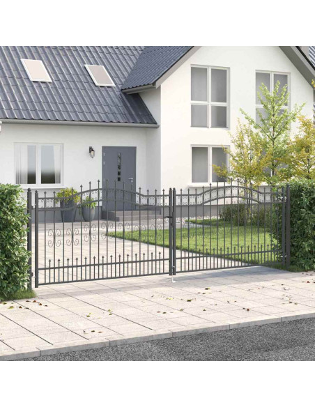 Cancello con Punta a Lancia Grigio 404 x 125 cm Acciaio