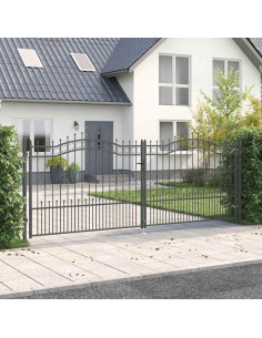 Cancello con Punta a Lancia Grigio 404 x 150 cm Acciaio