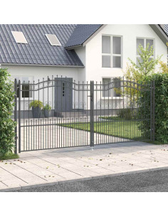 Cancello con Punta a Lancia Grigio 404 x 175 cm Acciaio