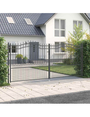 Cancello con Punta a Lancia Grigio 404 x 175 cm Acciaio
