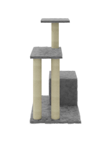 Albero per Gatti con Tiragraffi in Sisal Grigio Chiaro 71 cm