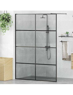 Parete Doccia Walk-in Nero 140 x 195 cm vetro temperato 2