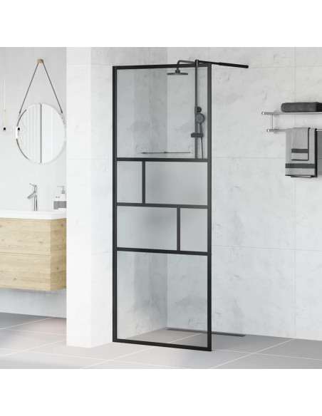 Parete Doccia Walk-in Nero 80 x 195 x 0.5 cm Vetro e Alluminio