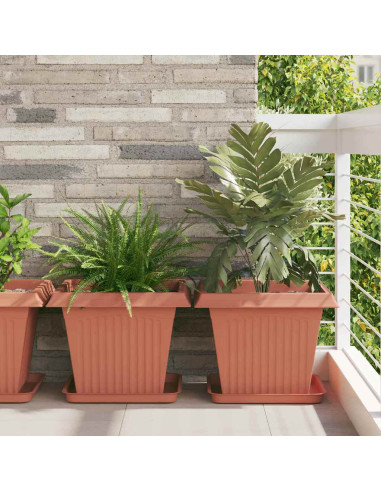 Vaso quadrato per fiori 24 pcs Rosso Mattone 43 x 43 x 33,5 cm