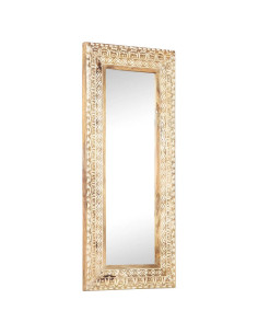 Specchio Intagliato a Mano 110x50x2,6 cm in Massello di Mango