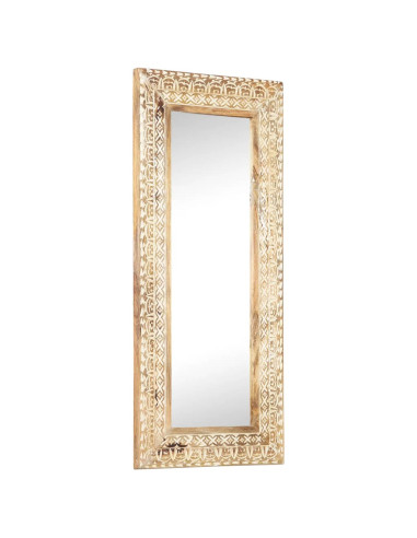 Specchio Intagliato a Mano 110x50x2,6 cm in Massello di Mango