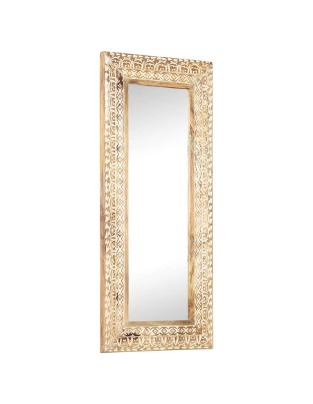 Specchio Intagliato a Mano 110x50x2,6 cm in Massello di Mango