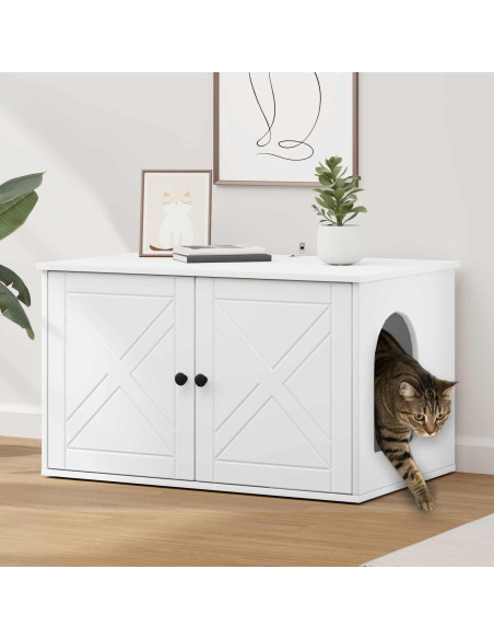 Casa per Gatti Bianco 85 x 55 x 50,5 cm Legno multistrato