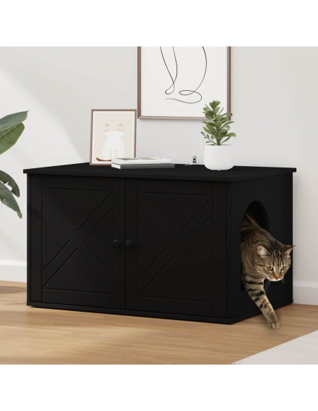 Casa per Gatti Nero 85 x 55 x 50,5 cm Legno multistrato