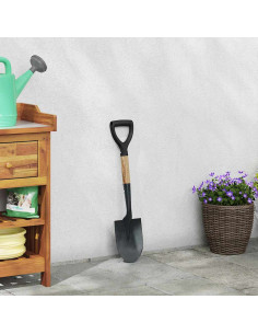 Pala Nero 68,5 cm Acciaio Rivestito e Legno Massiccio