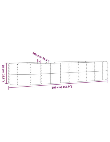 Letto Giardino Acciaio Zincato 396x100x68 cm Marrone