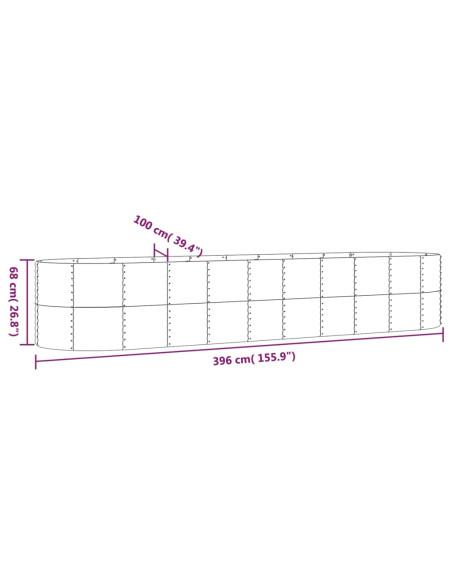 Letto Giardino Acciaio Zincato 396x100x68 cm Marrone