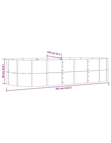 Letto Giardino Acciaio Zincato 291x140x68 cm Marrone