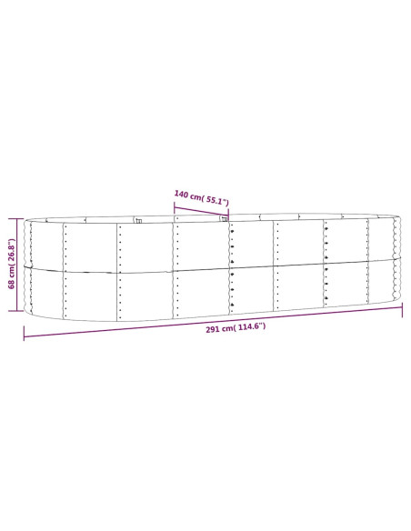 Letto Giardino Acciaio Zincato 291x140x68cm Antracite