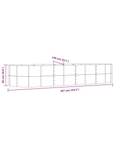 Letto Giardino Acciaio Zincato 367x140x68 cm Marrone