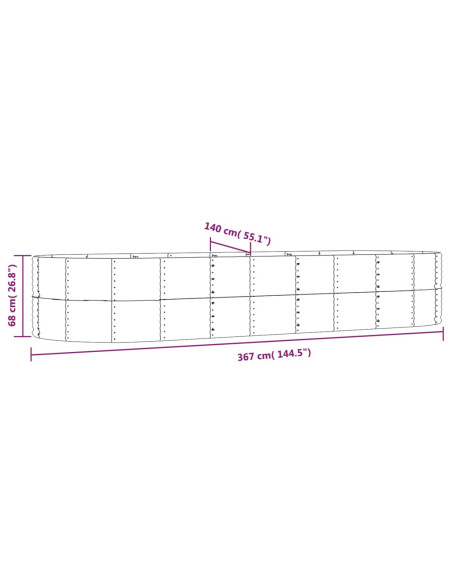 Letto Giardino Acciaio Zincato 367x140x68 cm Marrone