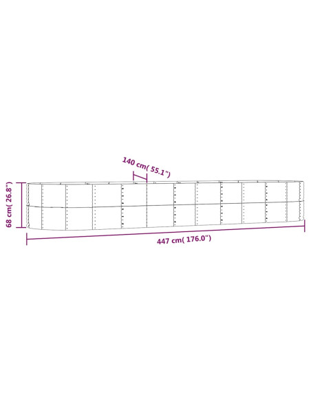 Letto Giardino Acciaio Zincato 447x140x68cm Antracite