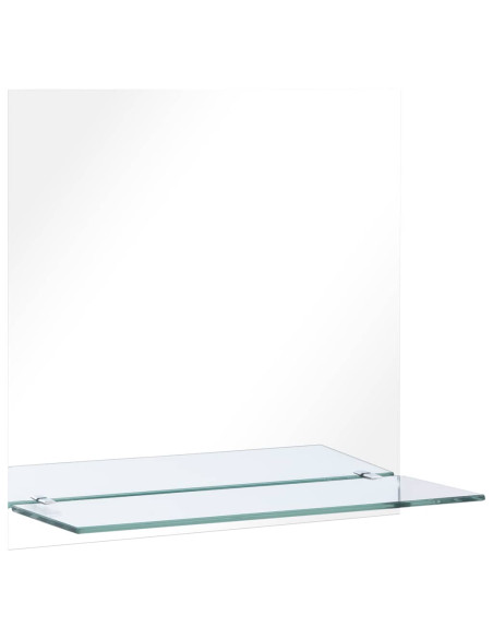 Specchio da Parete con Mensola 60x60 cm in Vetro Temperato