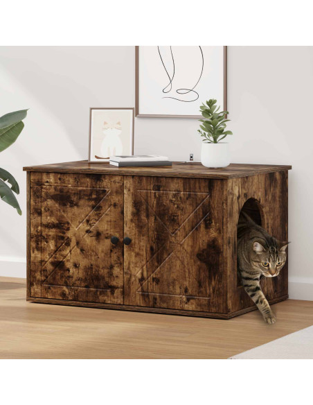 Casa per Gatti Rovere fumé 85 x 55 x 50 cm Legno multistrato
