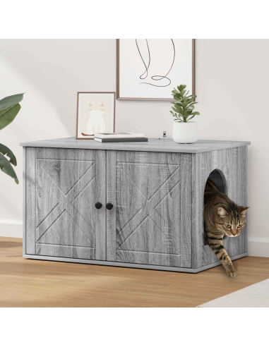 Casa per Gatti Grigio Sonoma 85 x 55 x 50 cm Legno multistrato