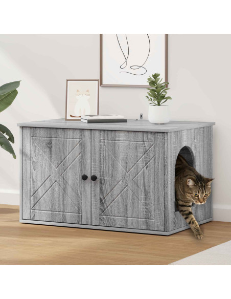 Casa per Gatti Grigio Sonoma 85 x 55 x 50 cm Legno multistrato