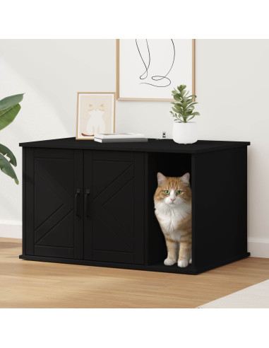 Casa per Gatti Nero 85 x 55 x 50 cm Legno multistrato