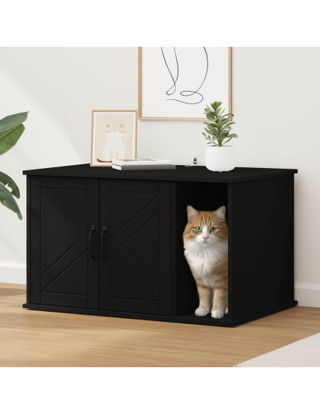Casa per Gatti Nero 85 x 55 x 50 cm Legno multistrato