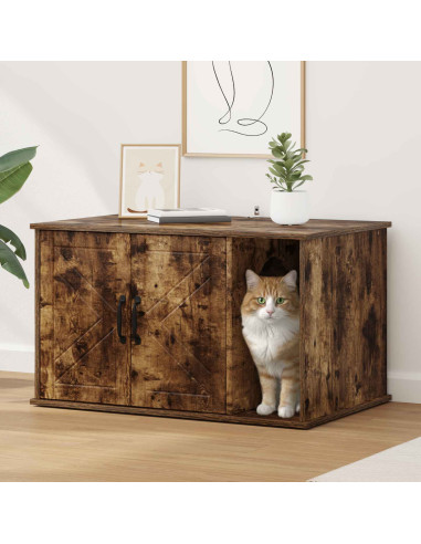 Casa per Gatti Rovere fumé 85 x 55 x 50 cm Legno multistrato