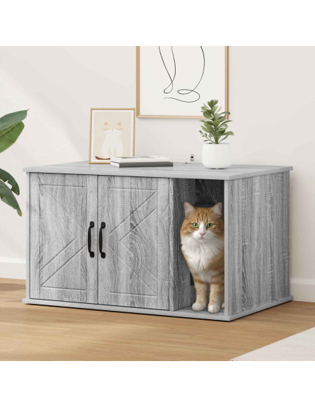 Casa per Gatti Grigio Sonoma 85 x 55 x 50 cm Legno multistrato