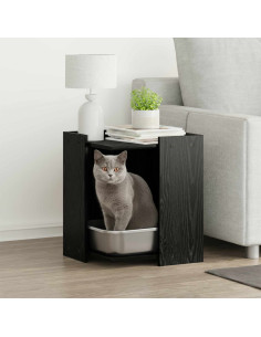 Rifugio per lettiera per gatti Rovere Nero 42 x 42 x 51 cm