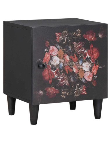 Comodino con porta Nero 40 x 33 x 46 cm Legno di mango massello