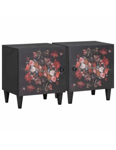 Comodino con porta 2 pcs Nero 40 x 33 x 46 cm