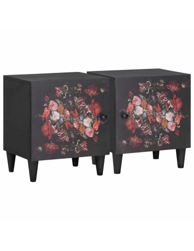 Comodino con porta 2 pcs Nero 40 x 33 x 46 cm
