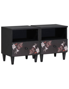 Comodino 2 pcs Marrone 40 x 33 x 46 cm Legno di mango massello