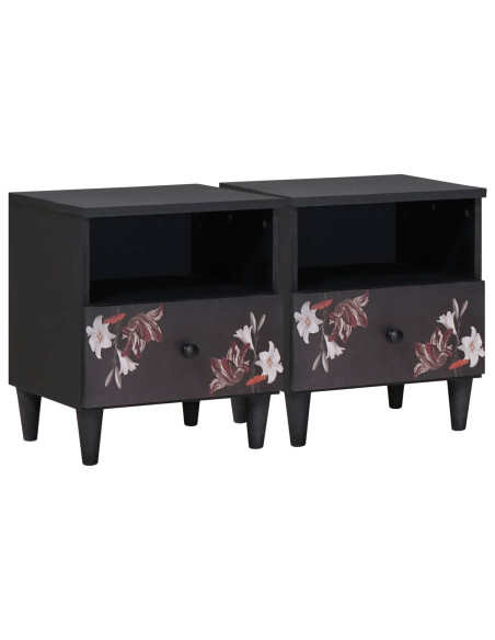 Comodino 2 pcs Marrone 40 x 33 x 46 cm Legno di mango massello