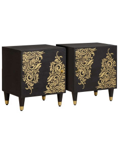 Comodino con porta 2 pcs Nero 40 x 33 x 46 cm