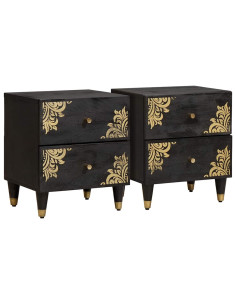 Armadio da Notte con cassetto 2 pcs Nero 40 x 33 x 46 cm