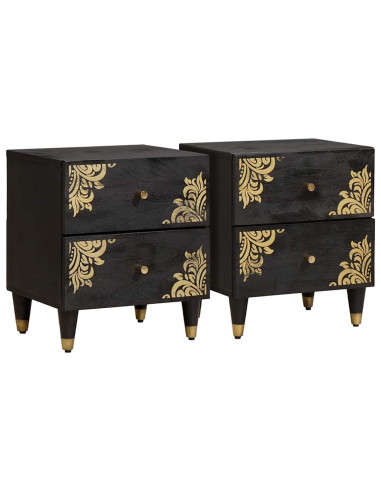 Armadio da Notte con cassetto 2 pcs Nero 40 x 33 x 46 cm