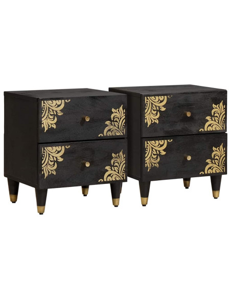 Armadio da Notte con cassetto 2 pcs Nero 40 x 33 x 46 cm