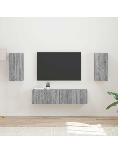 Set mobile TV 4 pcs Grigio Sonoma Legno multistrato