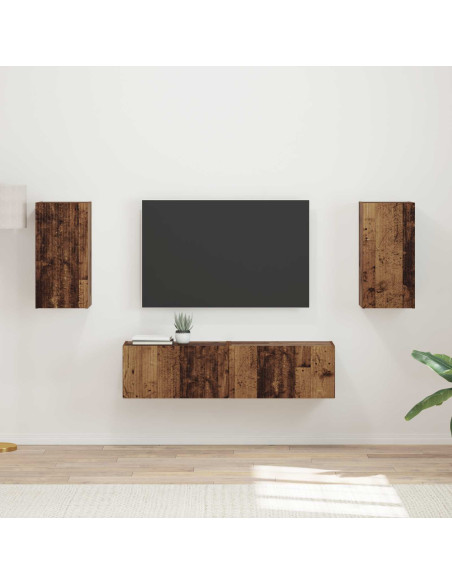 Set mobile TV 4 pcs Legno vecchio Legno multistrato