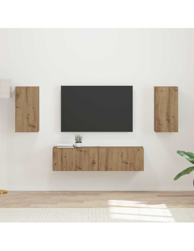 Set mobile TV 4 pcs Rovere artigianale Legno multistrato