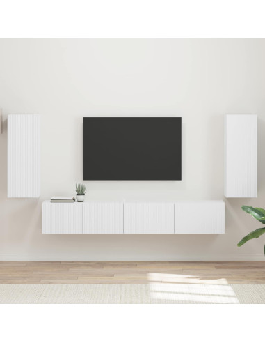 Set mobile TV 4 pcs Bianco Legno multistrato