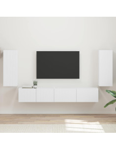 Set mobile TV 4 pcs Bianco Legno multistrato