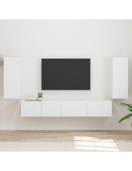 Set mobile TV 4 pcs Bianco Legno multistrato