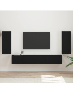 Set mobile TV 4 pcs Nero Legno multistrato