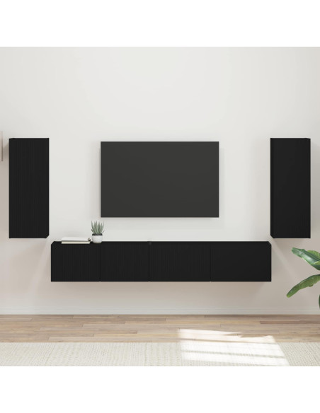 Set mobile TV 4 pcs Nero Legno multistrato