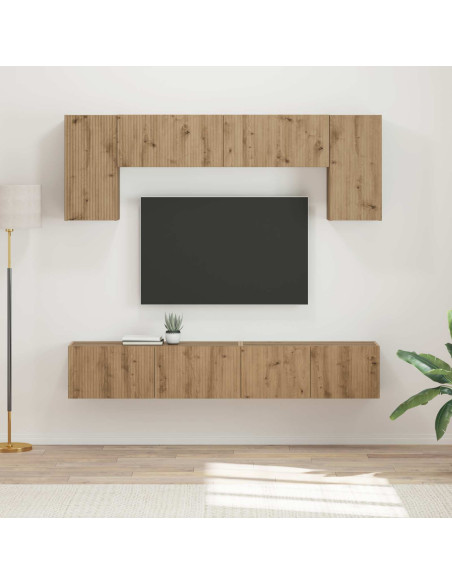 Set mobile TV 4 pcs Bianco Lucido Legno multistrato