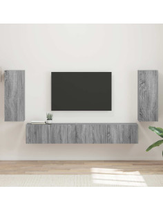 Set mobile TV 4 pcs Grigio Sonoma Legno multistrato