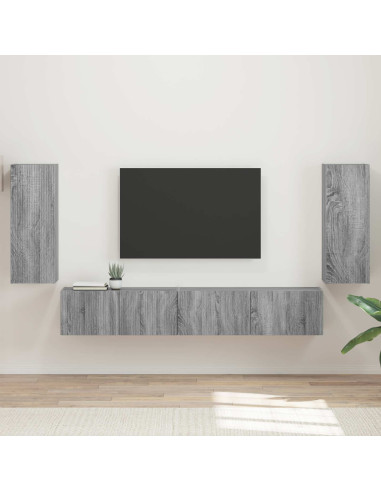 Set mobile TV 4 pcs Grigio Sonoma Legno multistrato